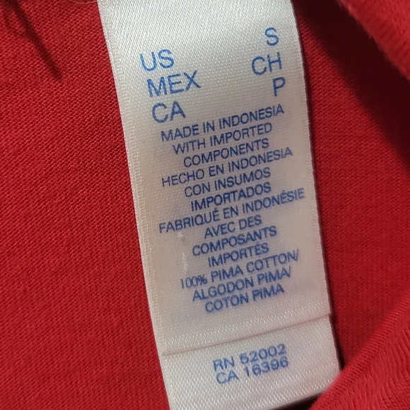 Red collared button front roll tab Liz Claiborne tee shirt small - Picture 6 of 7